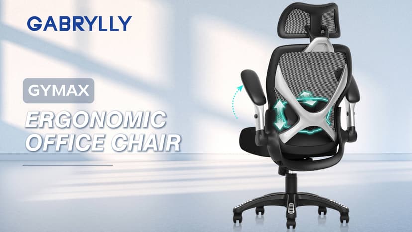 GABRYLLY Ergonomic Office Chair, Big and Tall Mesh Chair with Adjustable Lumbar Support, 5D Arms & Wide Seat, 135° Recline Home Desk Computer Chairs for Work Gaming, Heavy Duty,400LBS - Black