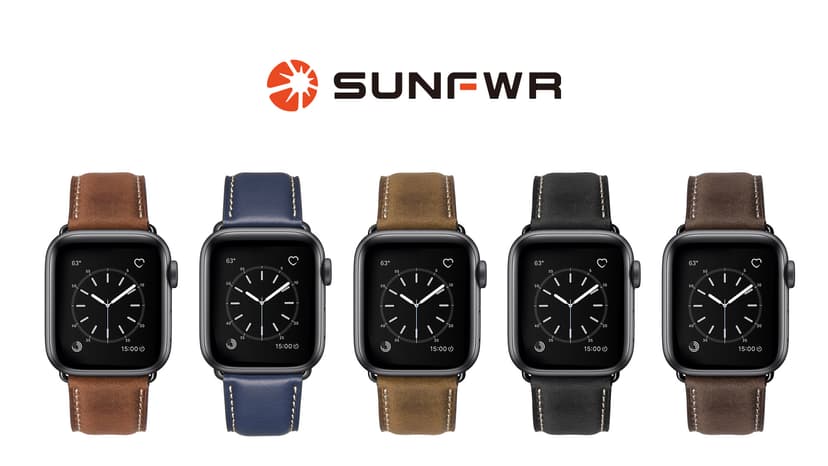 SUNFWR Leather Bands Compatible with Apple Watch Band 42mm(Series 3 2 1) 44mm 45mm 46mm 49mm for Men Women, Top Grain Genuine Leather Replacement Strap for iWatch Ultra 3 2 1, SE3 2 1, Series 11 10 9 8 7 6 5 4 3 2 1