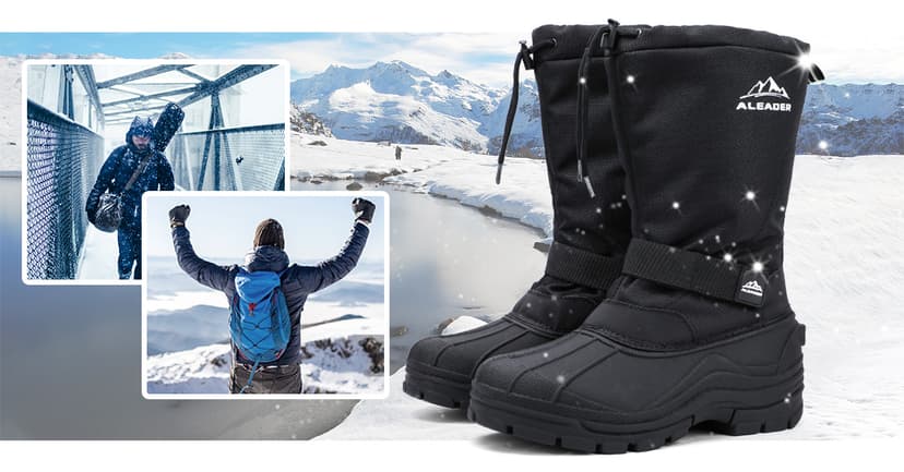 ALEADER Men's Winter Waterproof Insulated Shell Warm Inner Comfortable Outdoor Snow Boots
