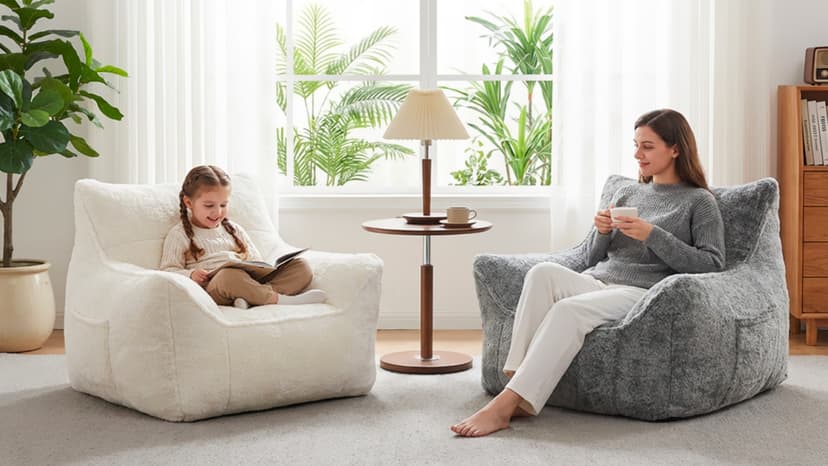 Cvortll Bean Bag Chair, Bean Bag Sofa, Faux Fur Bean Bag Chairs,with armrests and a Sturdy backrest, Suitable for Apartments, Living Rooms, bedrooms, Games, Reading (White)