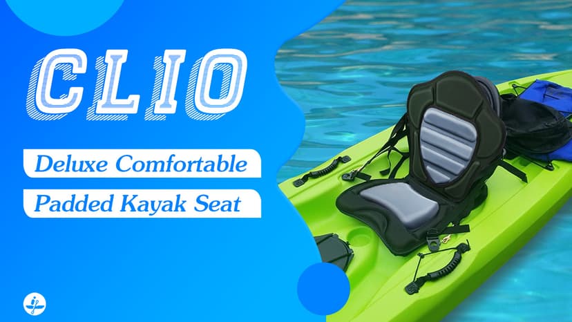 Kayak Seat Deluxe Padded Fishing Boat Seat Deluxe Sit-On-Top Canoe Seat Cushioned - Comfortable Backrest Support Universal Sit with Adjustable Back Strap Detachable Storage Bag