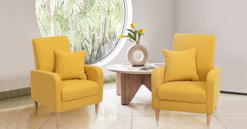 COLAMY Mid-Century Modern Upholstered Accent Chair with Back Pillow & Solid Wood Legs, Fabric Cozy Armchair for Living Room, Bedroom, Reading Nook, Apartment & Small Spaces, Beige