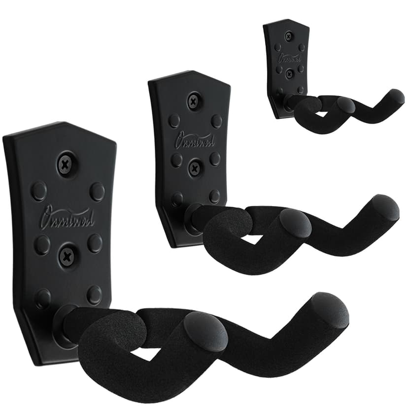 Onmiwod Guitar Wall Mount 3 Pack, Black Metal Guitar Hanger, V-Shaped Guitar Wall Hangers Mount, Guitar Holder Hook Stand Wall for Acoustic, Electric Guitar, Banjo, Bass, for Guitar Player Men Boy