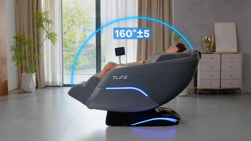 TLIFE Massage Chair Full Body, 160°Zero Gravity Recliner with Body Scan, 50" SL-Track Shiatsu Massage Chair, Fixed Point Massage, Foot Rollers, 12 Auto Modes, Deep Yoga Stretch, Heating, Grey