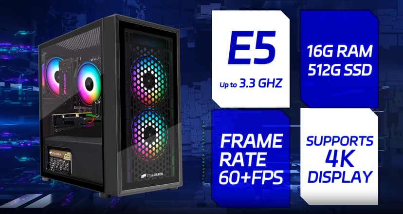 STGAubron Gaming PC Computer Desktop, Intel i7 Xeon E5, Radeon RX 550 4G, 16GB RAM, 512GB SSD, WiFi, BT 5.0, RGB Fan x3, Windows 11 Home, Gaming Computer Tower for Gamer,Streaming