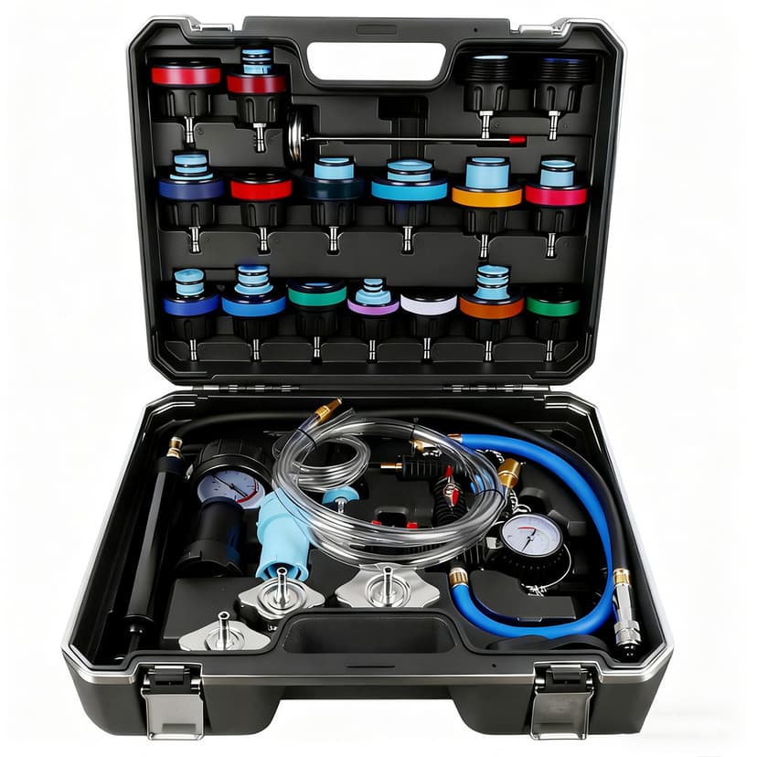 28pcs Universal Radiator Pressure Tester Kit, Tester Pneumatic Vacuum Cooling System Purge Refill Leak/Refiller Set, Universal Automotive Domestic/Import Vehicles, Motorcycle