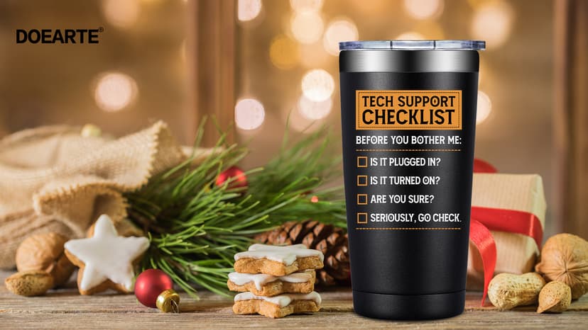 Tech Gifts for Men - Tech Support Checklist - Technical Gifts for Dad, Technician, Programmer, Techs Lover - 20oz Tumbler