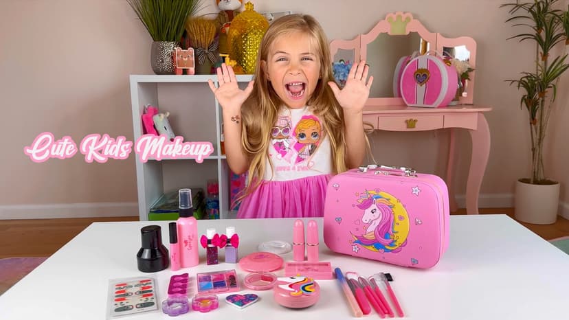 For Ideahome Kids Washable Makeup Girl Toys - Real Make Up Set, Little Girls Makeup Kit for Toddler Kid Children Princess, Christmas Birthday Gift Toys for Girl 4 5 6 7 8 9 10 Year Old