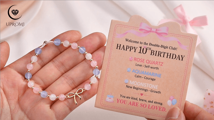 UPROMI 8/9/10 Year Old Girl Birthday Gifts - Bow Crystal Bracelet B0HD6CWC7K