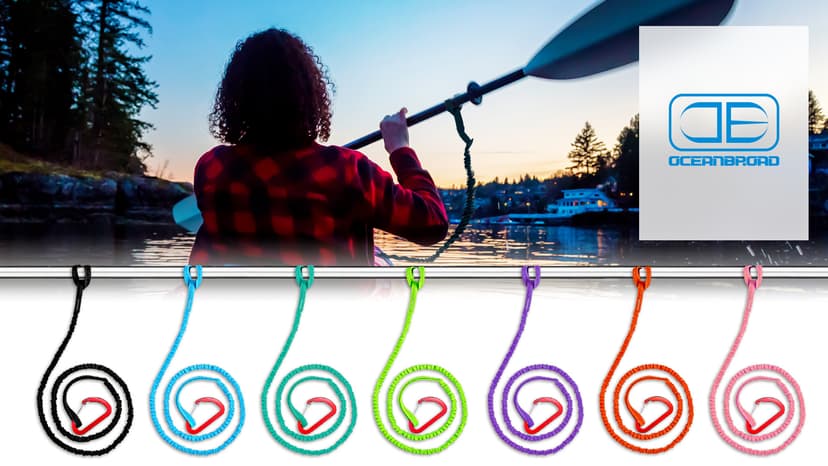 OCEANBROAD Kayak Paddle Leash Stretchable Strap Lanyard Rope for SUP Kayaking Boating Canoeing Fishing Pole Rod 4-7 Feet