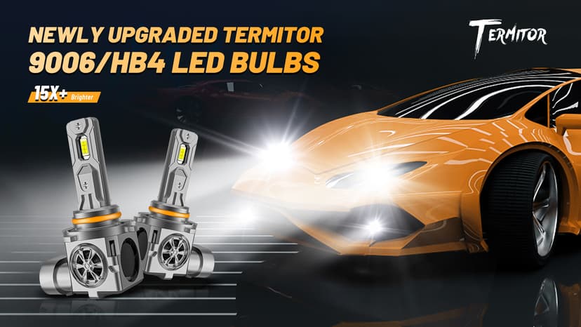 Termitor 2026 Latest 9006 HB4 Bulbs, 50,000LM 1200% Brightness, 6500K Cool White, 80000Hrs Lifespan, 1:1 Size Plug and Play, CANbus Ready, Fog Light Replacement, Pack of 2