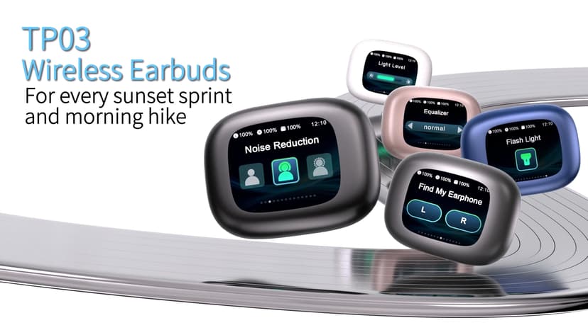 LEEMC Wireless Earbuds, Bluetooth Headphones 6.0, Ear Buds with Touch Screen, ANC ENC Noise Cancelling, 40H Bass Stereo Sound Over-Ear Earphones for iOS, Android, Sports, Workout,Charcoal