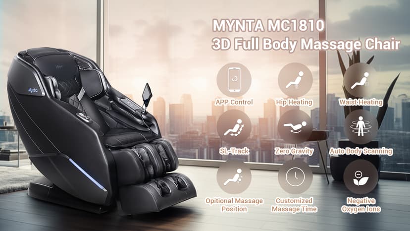 MYNTA Massage Chair Full Body with Heat, Zero Gravity SL-Track 3D Massage Chairs with Thai Stretching, 12 Modes,12 Massage Techniques, Calf & Foot Massage, Wireless Charging, White Noise