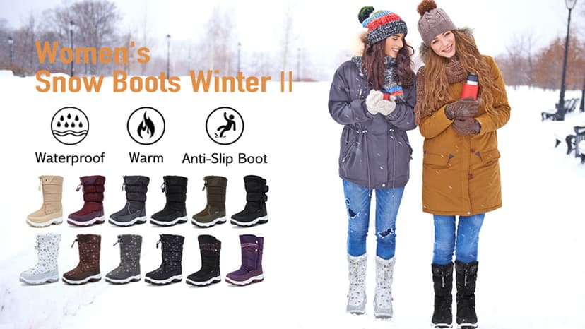 CIOR Women's Waterproof Winter Snow Boots Warm Faux Fur Lined Anti-Slip Cold Weather Boots