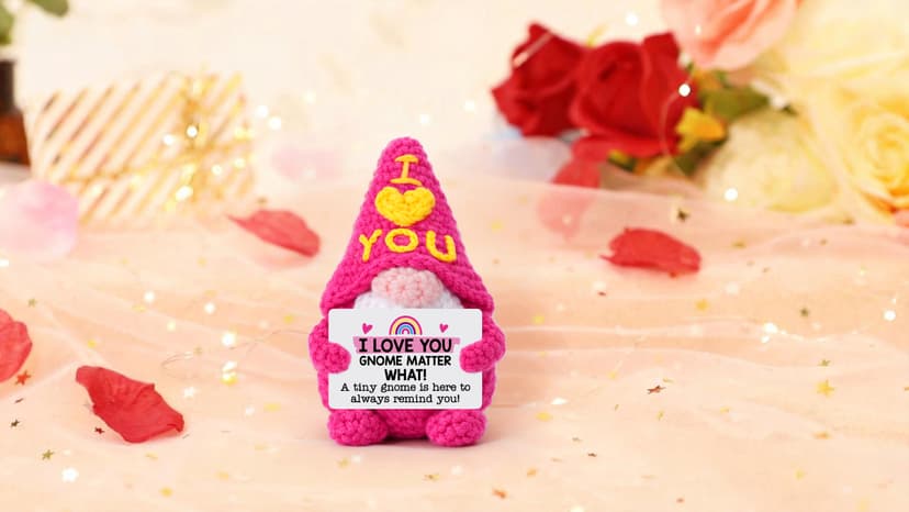 Cute Handmade Crochet Gnome Gift for Girlfriend Gf Her Women Birthday Anniversary National Girlfriends Day Romantic Gifts Gifts for Girlfriend Birthday Christmas - Sweetest Day Gf Gifts B0H3B3LP27