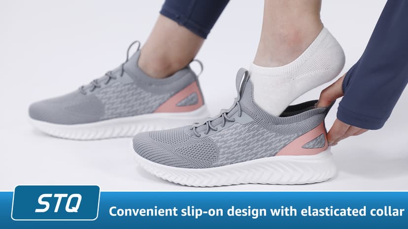 STQ Walking Shoes Women Arch Support Slip on Sneakers with Memory Foam Comfort Lightweight