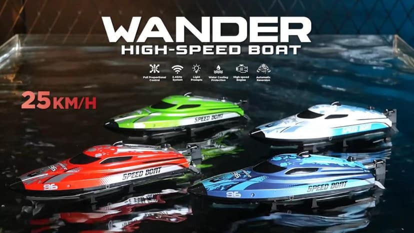 BEZGAR RC Boat, 12 inch Remote Control Boat for Kids and Adults, 25 KPH Fast RC Speed Boats with 700mAh Battery, Ideal Waterproof Toy for Lakes & Pools - TX126 Blue