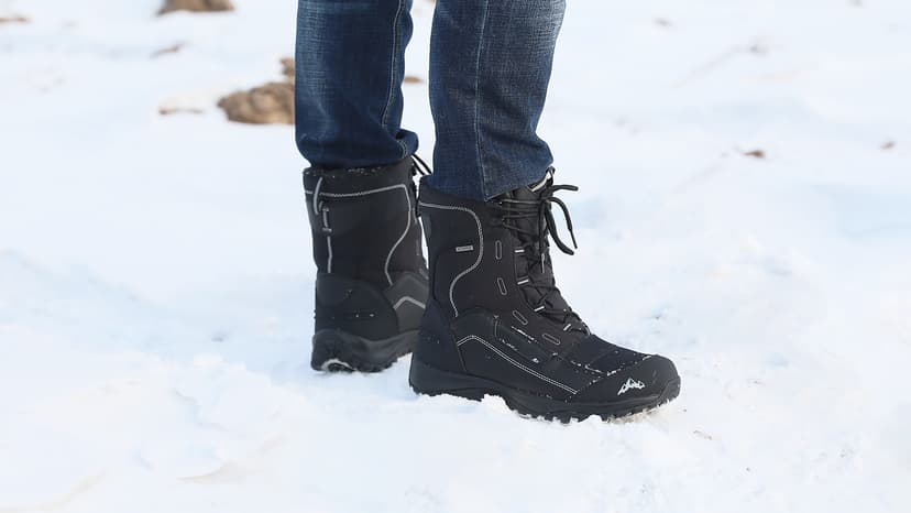 ROCKMARK Men's Winter Snow Boots Outdoor Warm Mid Calf Waterproof Durable Boot Non-Slip Warm Climbing Shoes