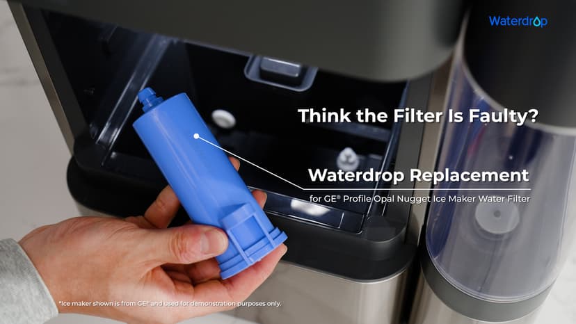 Waterdrop C33 Ice Maker Water Filter, Replacement for GE® Profile Opal Nugget Ice Maker Water Filter, Scale Inhibiting, with Ring Pull, BPA-Free, 3 Pack