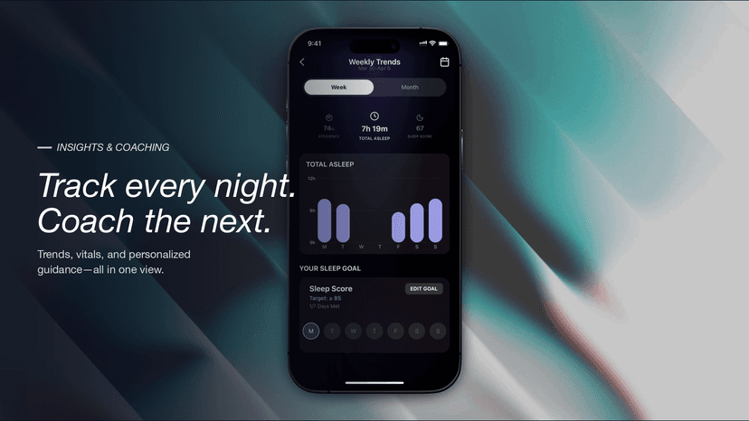 Non-Wearable Contactless Sleep Tracker & Sleep Monitor Device for Adults and Kids | No Subscription, Heart Rate, Breathing & Sleep Stage, Real-Time Monitoring, Smart Alarm