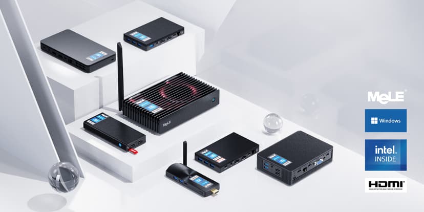 MeLE Fanless Mini PC Quieter3Q 11th Gen N5100 8GB 128GB, Micro Computer WiFi 5 Small Desktop Service with USB-C PD, Gigabit Ethernet, Dual HDMI 4K, Auto Power on, PXE Support M.2 SSD