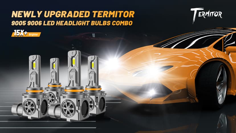 Termitor 9005 9006 Bulbs Combo, 110,000LM 1300% Ultra Bright, True 1:1 Mini Halogen Size, Plug and Play No Adapter, HB3 HB4 Fog Light Conversion Kits, 85000+ Hours Lifespan, Pack of 4