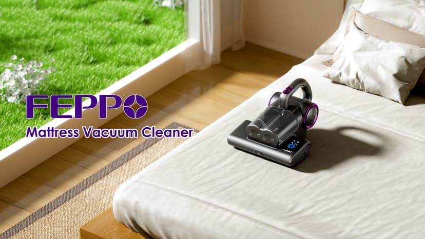 FEPPO Mattress Vacuum Cleaner, 16Kpa Bed Vacuum Cleaner with 253.7nm UV-C Light, 140°F Heat, HEPA Filter & Ultrasonic, Versatile Handheld Vacuums for Bed, Sofa, Couch, Crib(Corded, 500W)