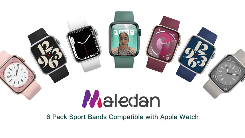 Maledan 6 Pack Bands Compatible for Apple Watch Band 38mm 40mm 41mm 42mm 44mm 45mm 46mm 49mm Women Men, Soft Silicone Sport Band Strap for iWatch Apple Watch Series 11 10 9 8 7 6 5 4 3 2 1 SE Ultra