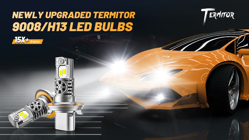 Termitor 2026 Upgraded 90,000LM 9008 H13 Bulbs, 12X Ultra-Bright, 6500K Pure White H13/9008 Light Conversion Kits, Easy Plug-N-Play Installation, IP68 Waterproof, Pack of 2