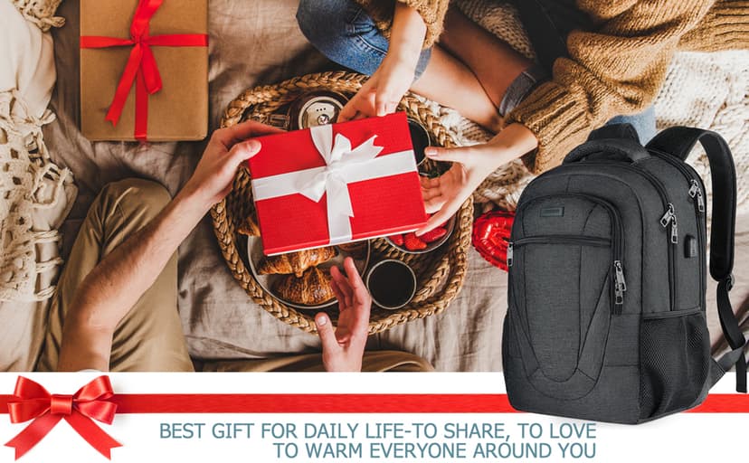 Travel Laptop Backpack, 17 Inch Extra Large School Backpacks for Teen Boys and Girls, Black Water Resistant Women Back Pack, Business Men Sturdy Computer Bag with USB Charging Port, Gifts