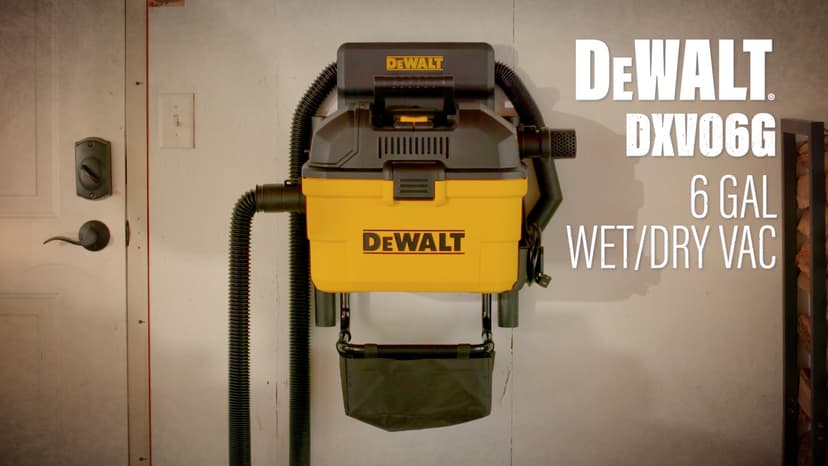 DEWALT Portable 6 Gallon 5 Horsepower Wall-Mounted Garage Wet Dry Vacuum Cleaner DXV06G
