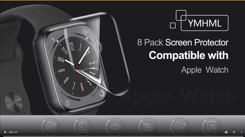 YMHML 8 Pack Screen Protector Compatible for Apple Watch 40mm SE 3 / SE 2/1 Series 6/5 / 4, [Upgrade Flexible Film] Soft HD Clear Anti-Scratch Film for iWatch Accessories