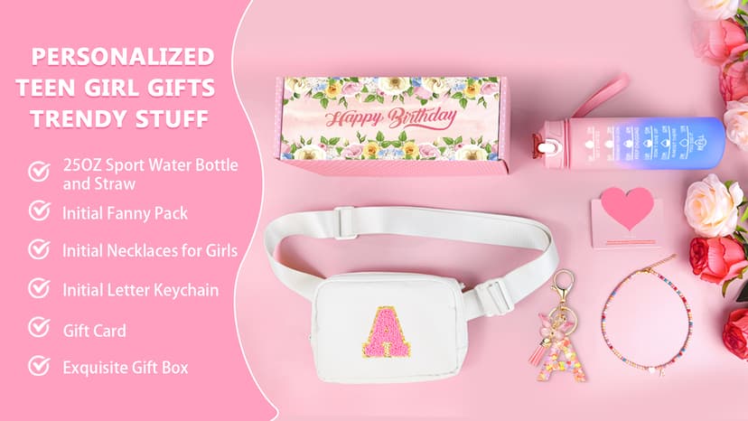 Teen Girl Gifts Trendy Stuff for 4 5 6 7 8 9 10 11 12 13 Year Old Girl, Initial Fanny Pack Necklace for Toddler Kids Christmas Birthday Gifts for Girls kids Initial Gift for 4-13 Teens (K) B0DT1179VN