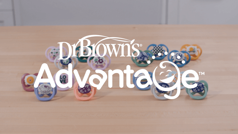 Dr. Brown's Advantage Baby Pacifier, Fully Symmetrical Soother with Soft Silicone Bulb, Blue Sunrise, 0-6m, BPA Free, 2 Pack