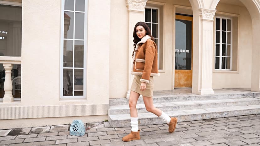 OOW 100% Genuine Suede Ankle Low Boots for Women Short Winter Snow Boot with Cozy Fur Lined