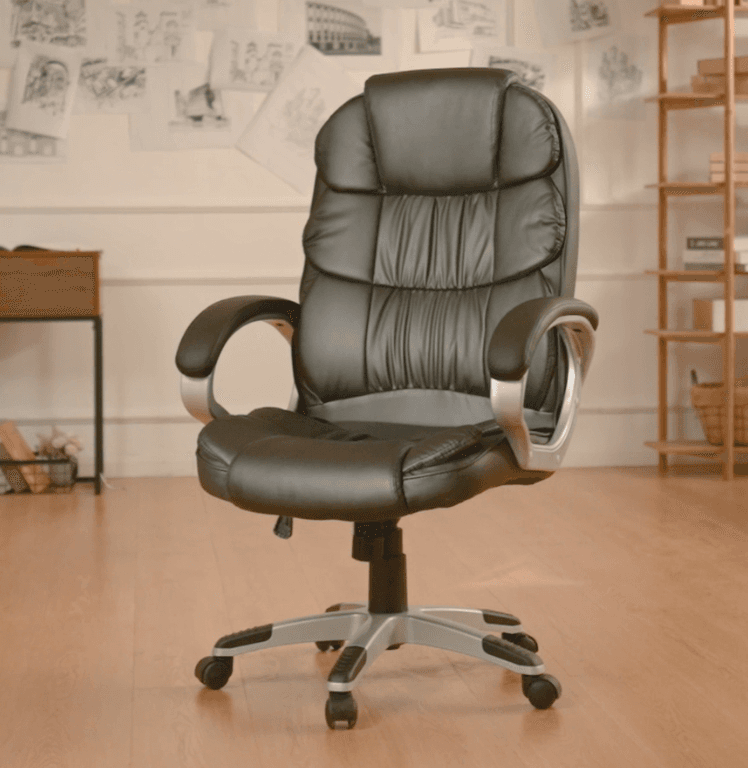 Homall Office Chair High Back Computer Desk Chair, PU Leather Adjustable Height Modern Executive Swivel Task Chair with Padded Armrests and Lumbar Support (Black)