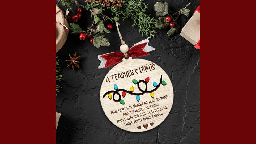 Heartfelt teacher Christmas ornament. A thoughtful thank you gift for teachers that shines with appreciation. Ready to hang. Teacher Christmas Ornaments – Best Merry for Teachers (B48) B0D9GZF921