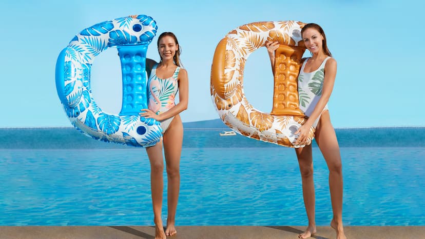 Jasonwell Inflatable Pool Float Chair - 2 Pack Pool Floaties Chair Floats Loungers for Swimming Pools Floating Lounger with Cup Holders Toy Party Floaties for Adults L