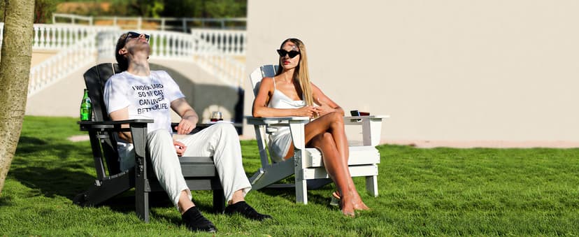SERWALL Adirondack Chair with Cup Holders - Composite Adirondack Chairs Set of 2 HDPE Outdoor Chairs All Weather Use- White