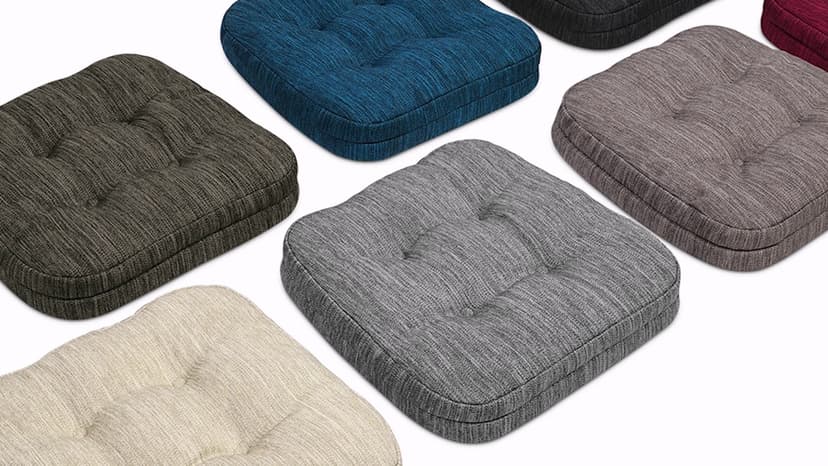 Shinnwa Dining Chair Cushions Set of 6, Dual-Layer Memory Foam Kitchen Chair Cushions, Patented Design Seat Pads with Ties, 16.5 x 16.5 x 3.5in, 6 Pack, Beige