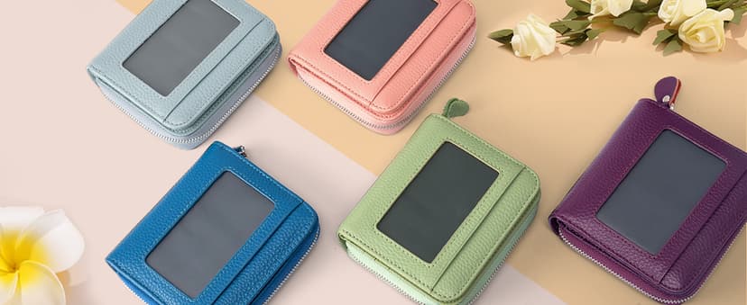 XINNSTAR Small Wallet for Women, Genuine Leather RFID Blocking Credit Card Holder Slim Compact Coin Purse Women's Wallets with ID Window 8 Card Slots