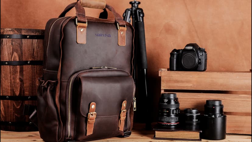 STAR VISTA Bernini Vintage Full Grain Leather Camera Backpack for DSLR/SLR, Camera Case for Photographers, with Tripod Holder, Fits 15.6" Laptop, Casual Outdoor Rucksack, YKK Zippers