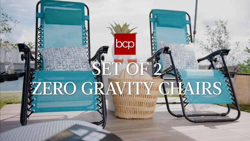Best Choice Products Set of 2 Adjustable Steel Mesh Zero Gravity Lounge Chair Recliners w/Pillows and Cup Holder Trays - Black