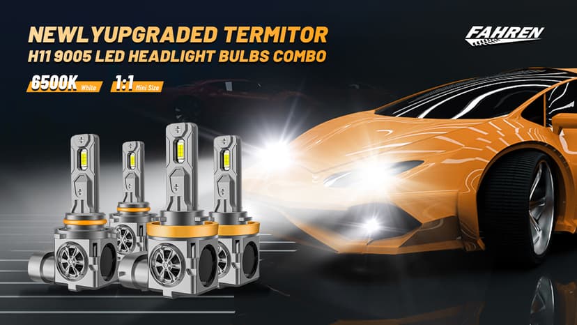 Termitor 9005/HB3 H11/H8/H9 LED Bulbs Combo, 150,000LM insane Brightness, Real 1:1 Mini Size, 6500K White, 70,000Hrs Long Service Life with cooling Fans, Plug N Play, Pack of 4