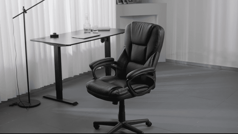 Furmax Office Executive Chair High Back Adjustable Managerial Home Desk Chair, Swivel Computer PU Leather Chair with Lumbar Support (Black)