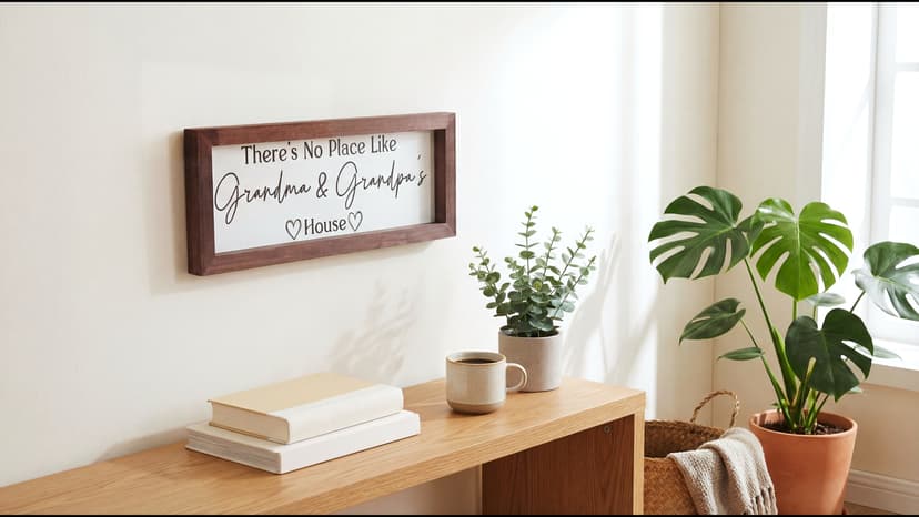 Yousoontic Grandparents Gift from Grandkids There's No Place Like Grandma & Grandpa's House Wooden Sign Farmhouse Home Decor for Father's Day Birthday Xmas Thanksgiving Gift (Dark Brown,11.8 Inch)