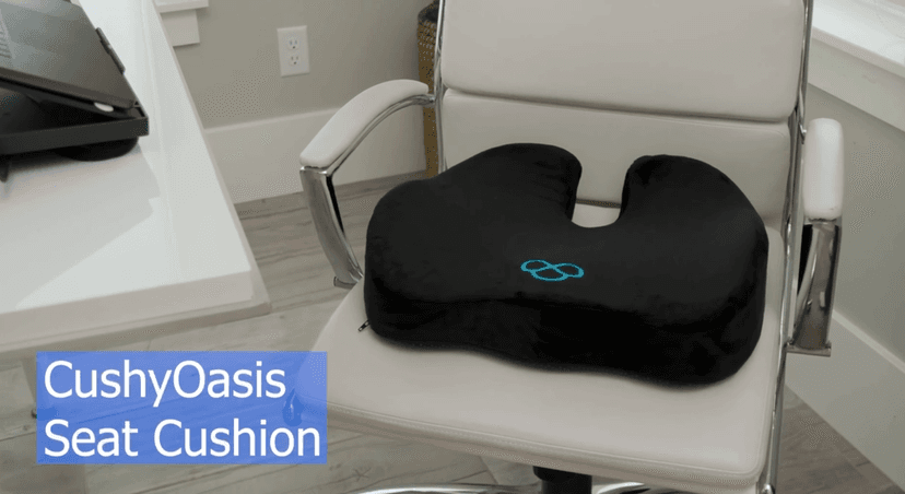 CushyOasis Seat Cushion, Gel Chair Cushions, Office Chair Cushions, Anti-Slip Bottom & Removable Cover Tailbone Pain Relief Cushion, Memory Foam Seat Cushion for Office, Wheelchair, Car (Black)