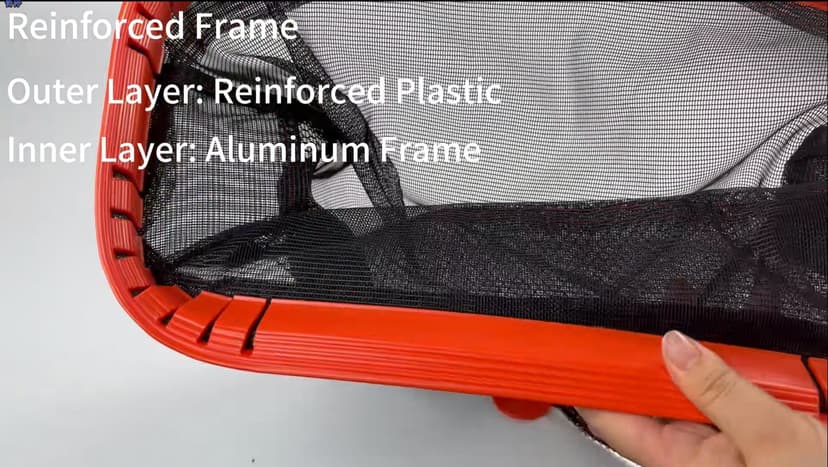 17.5" Pool Net, Pool Skimmer Net with Double-Layer Netting Bag, Aluminum Frame, Deep Nylon Net, Large Capacity Pool Cleaning Net, Leaf Skimmer Rake Net for Above Ground & In-ground Pools (No Pole)