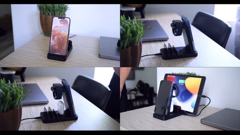 Wireless Charger for iPhone - 5 in 1 Charging Station for Multiple Devices Apple: Fast Wireless Charging Stand Dock for iPhone 17 16e 16 15 14 13 12 Pro Max Apple Watch Airpods