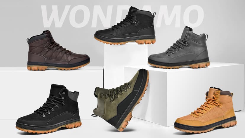 Wondamo Men's Snow Boots Lightweight Waterproof Winter Boots Fur Lined Anti-slip Cold Weather Shoes